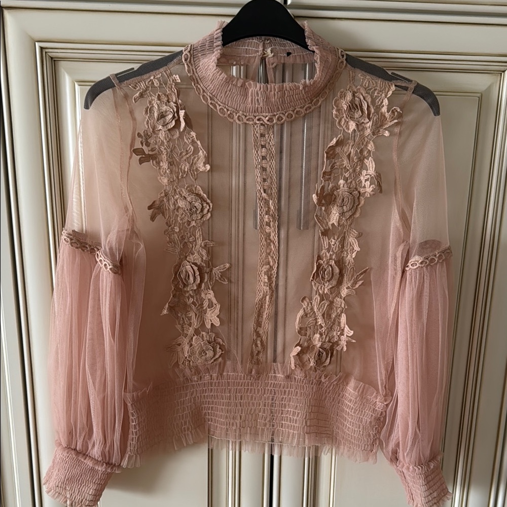 Elegant Pink Lace Blouse